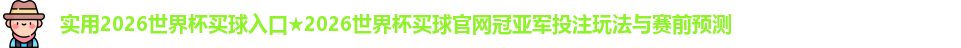 2026世界杯买球入口